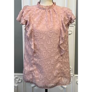 SHEIN Light Pink Textured Ruffle Blouse – Women’s Small